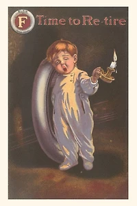Vintage Journal Sleepy Boy with Tire and Candle