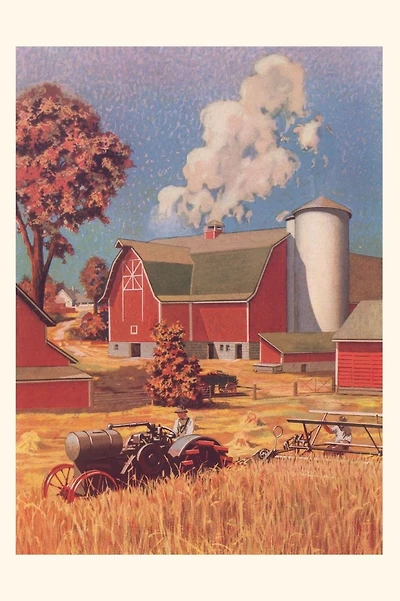 Vintage Journal Barn and Thresher