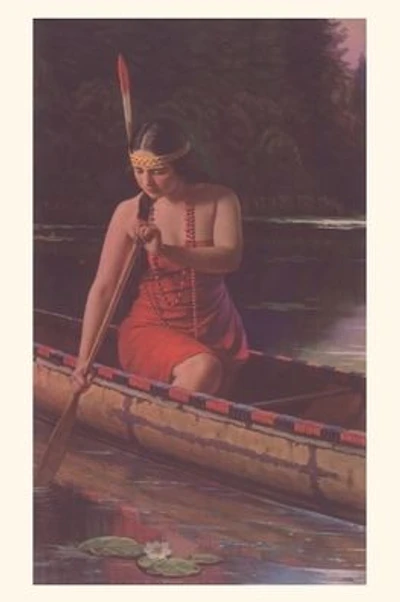 Vintage Journal Indian Woman in Canoe