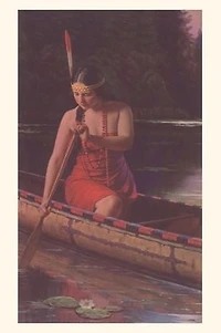 Vintage Journal Indian Woman in Canoe