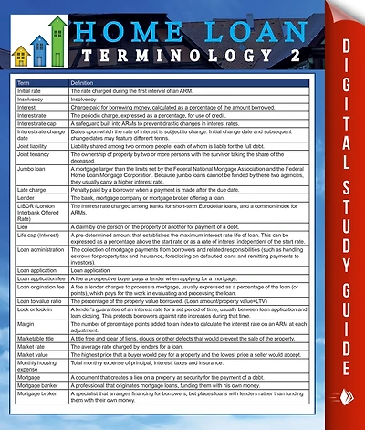 Home Loan Terminology 2: Speedy Study Guides