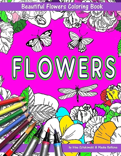 Beautiful Flowers With Butterflies And Dragonflies Coloring Book For Children: Fun For Kids And Parents