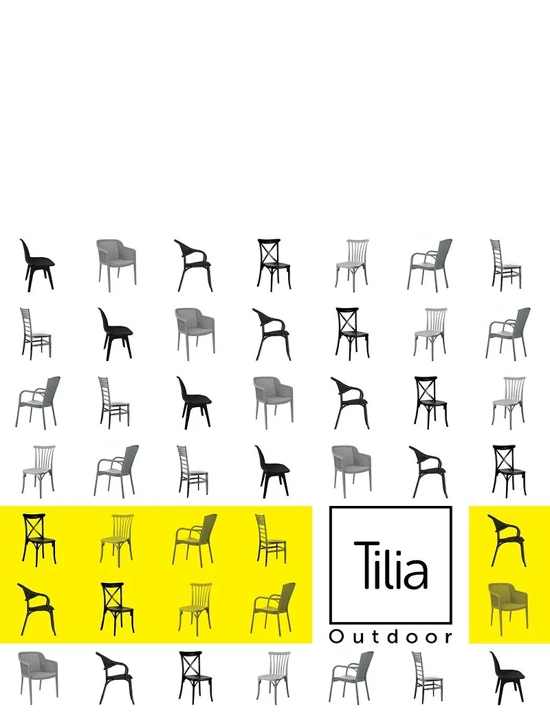 Tilia Outdoor: Chair; Armchair; Table; Sunbed; Table; Bases; Coffee Table; Bar Chair