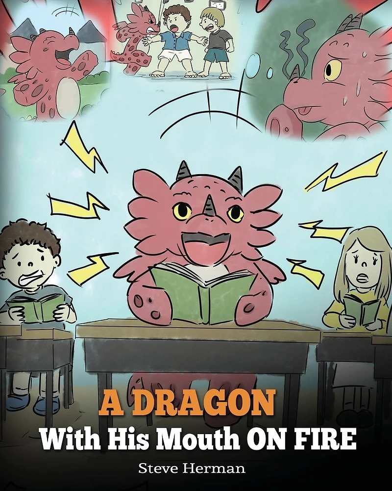 A Dragon With His Mouth On Fire: Teach Your To Not Interrupt. Cute Children Story Kids Interrupt or Talk Over People.