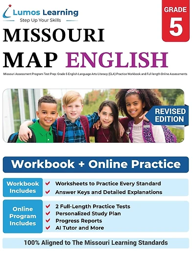 Missouri Assessment Program Test Prep: Grade 5 English Language Arts Literacy (ELA) Practice Workbook and Full-length Online Assessments: MAP Study Guide