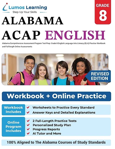 Alabama Comprehensive Assessment Program Test Prep: Grade 8 English Language Arts Literacy (ELA) Practice Workbook and Full-length Online Assessments