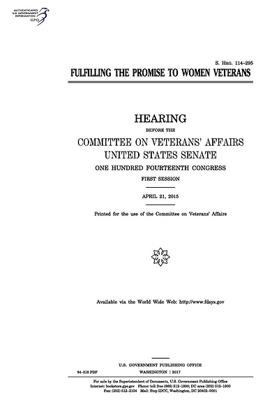Fulfilling the promise to women veterans: hearing before the Committee on Veterans' Affairs