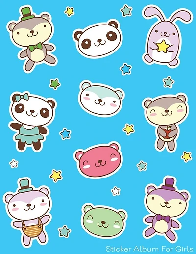 Sticker Album For Girls: 100 Plus Pages For PERMANENT Sticker Collection, Activity Book For Girls, Blue - 8.5 by 11