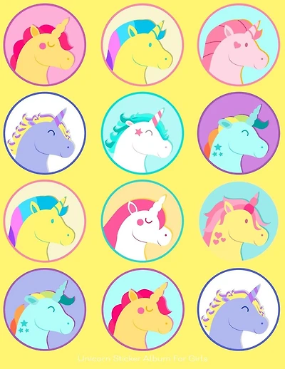 Unicorn Sticker Album For Girls: 100 Plus Pages For PERMANENT Sticker Collection, Activity Book For Girls, Yellow - 8.5 by 11