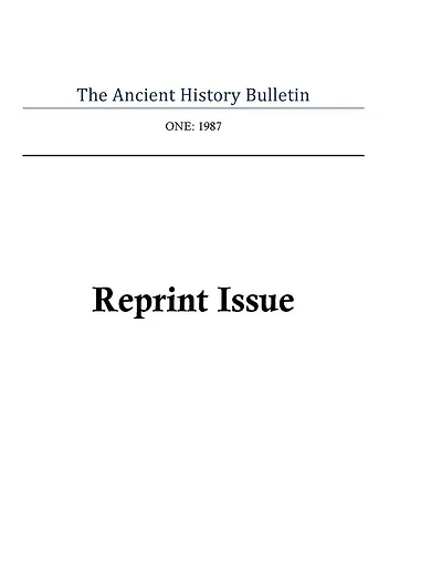 The Ancient History Bulletin Volume One: Reprint Issues