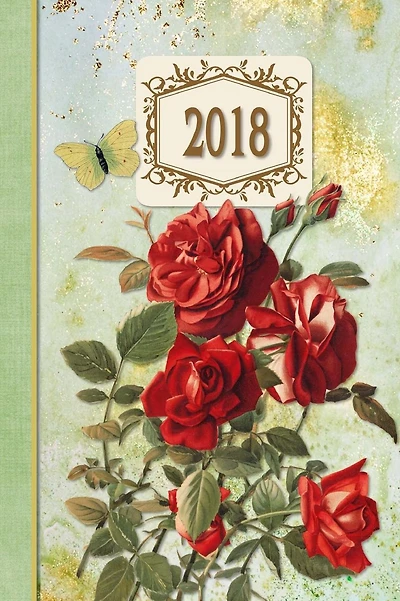 2018 Diary Roses Red Design: 13 Months & Week to Page Planner 130 pages 6"X 9" with Contacts - Password - Birthday lists & Notes