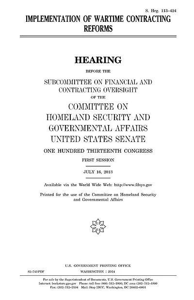 Implementation of wartime contracting reforms