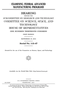 Examining Federal Advanced Manufacturing Programs