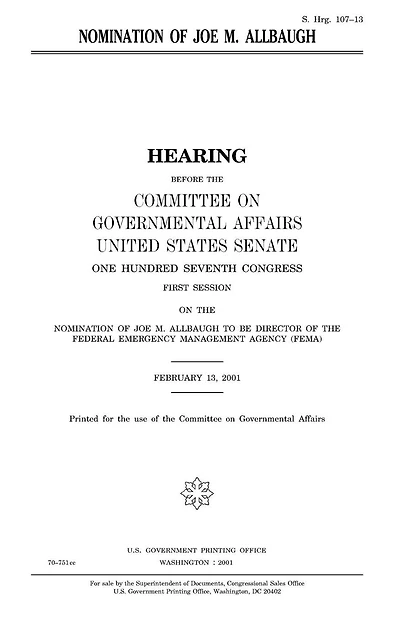 Nomination of Joe M. Allbaugh