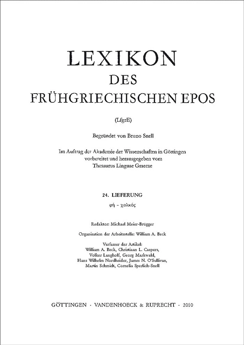 Lexikon des fruhgriechischen Epos Lfg. 24: phh - chalkokorusths