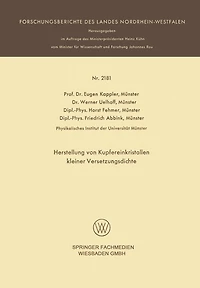 Herstellung von Kupfereinkristallen kleiner Versetzungsdichte