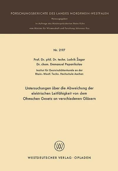 Untersuchungen über die Abweichung der elektrischen Leitfähigkeit von dem Ohmschen Gesetz an verschiedenen Gläsern