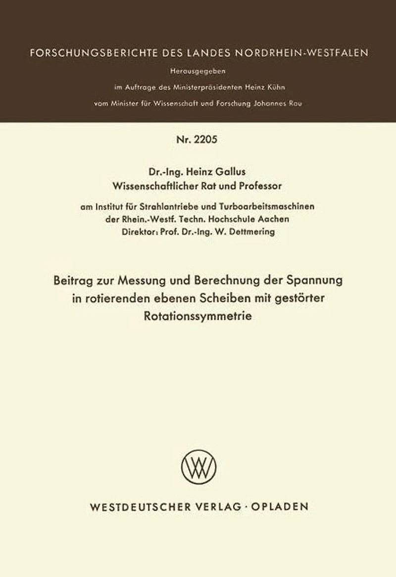 Beitrag zur Messung und Berechnung der Spannungen in rotierenden ebenen Scheiben mit gestörter Rotationssymmetrie