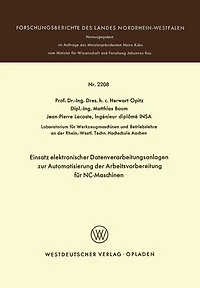 Einsatz elektronischer Datenverarbeitungsanlagen zur Automatisierung der Arbeitsvorbereitung für NC-Maschinen