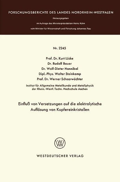 Einfluß von Versetzungen auf die elektrolytische Auflösung von Kupfereinkristallen