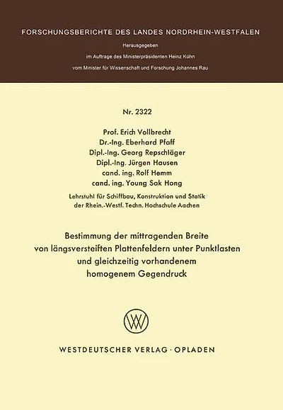 Bestimmung der mittragenden Breite von längsversteiften Plattenfeldern unter Punktlasten und gleichzeitig vorhandenem homogenem Gegendruck