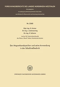 Der Magnetbandspeicher und seine Anwendung in der Schallmeßtechnik