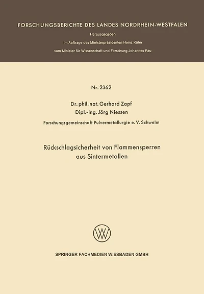 Rückschlagsicherheit von Flammensperren aus Sintermetallen