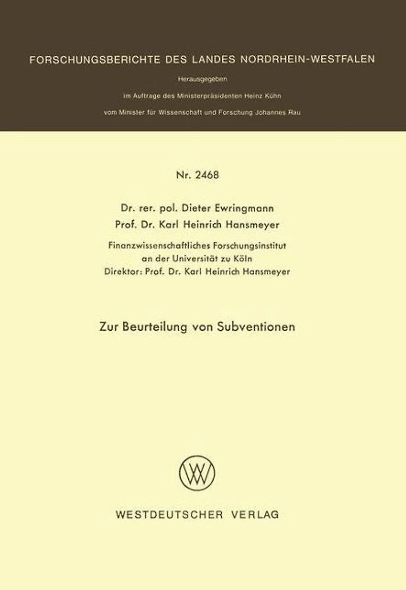 Zur Beurteilung von Subventionen