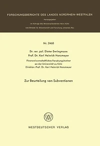 Zur Beurteilung von Subventionen