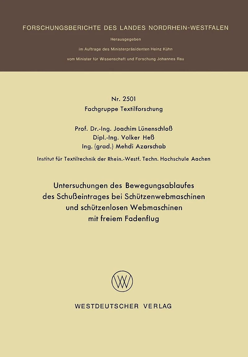 Untersuchungen des Bewegungsablaufes des Schußeintrages bei Schützenwebmaschinen und schützenlosen Webmaschinen mit freiem Fadenflug