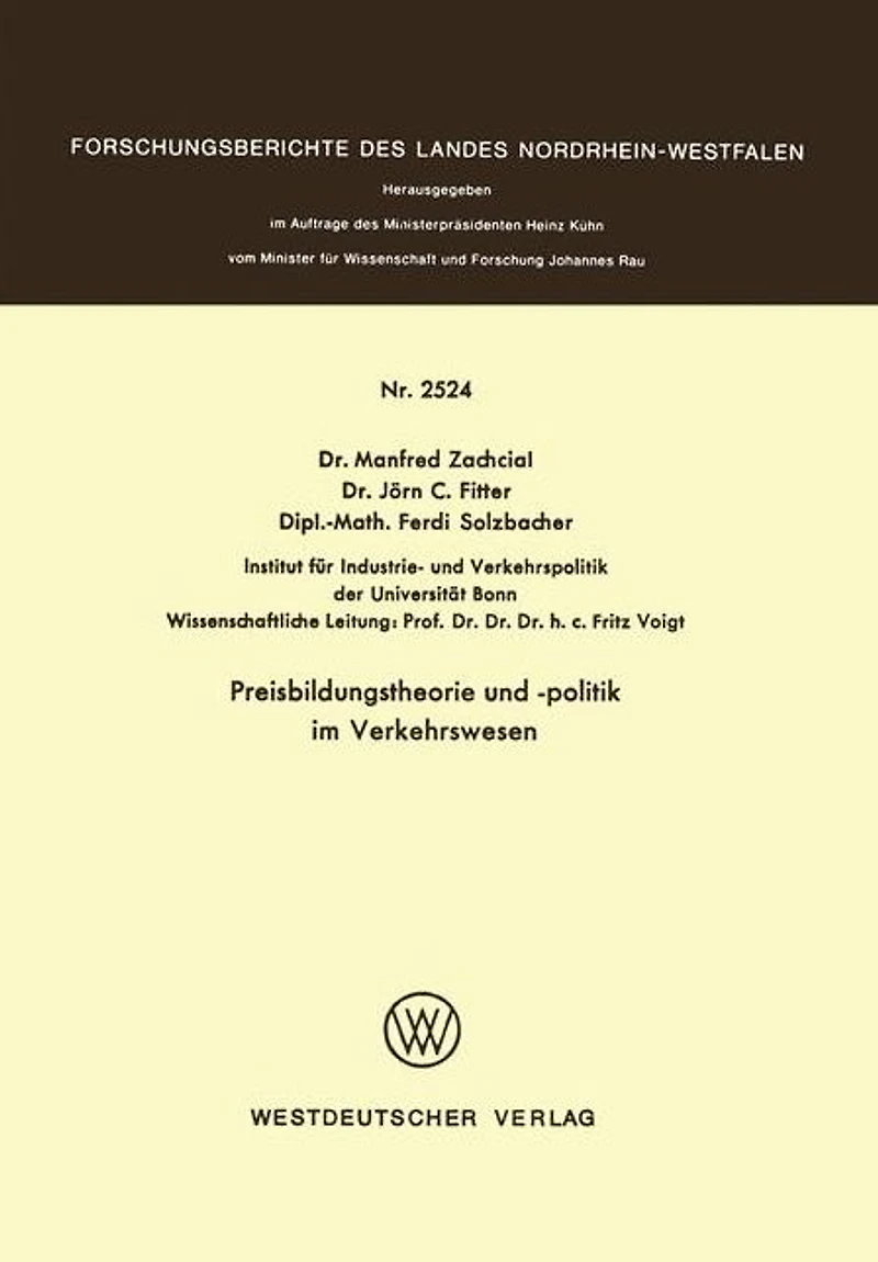 Preisbildungstheorie und -politik im Verkehrswesen