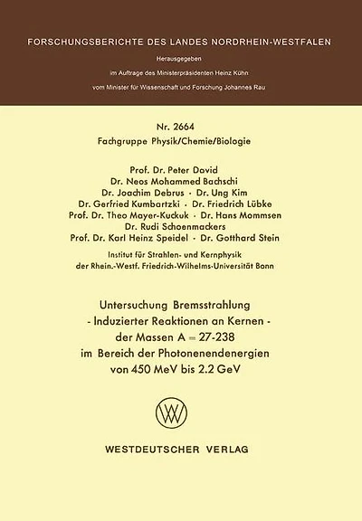 Untersuchung Bremsstrahlung - Induzierter Reaktionen an Kernen der Massen A = 27-238 im Bereich der Photonenendenergien von 450 MeV bis 2.2 GeV