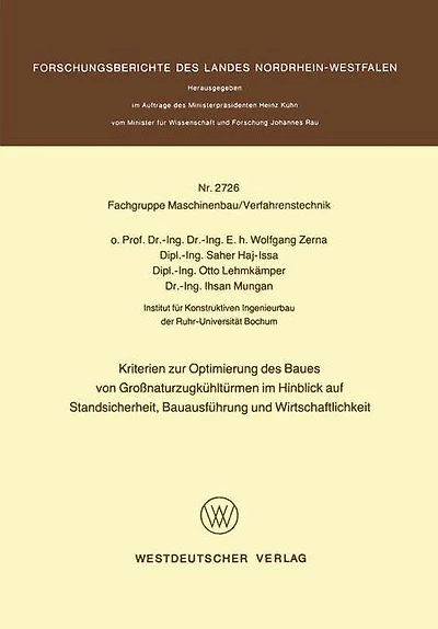 Kriterien zur Optimierung des Baues von Großnaturzugkühltürmen im Hinblick auf Standsicherheit, Bauausführung und Wirtschaftlichkeit
