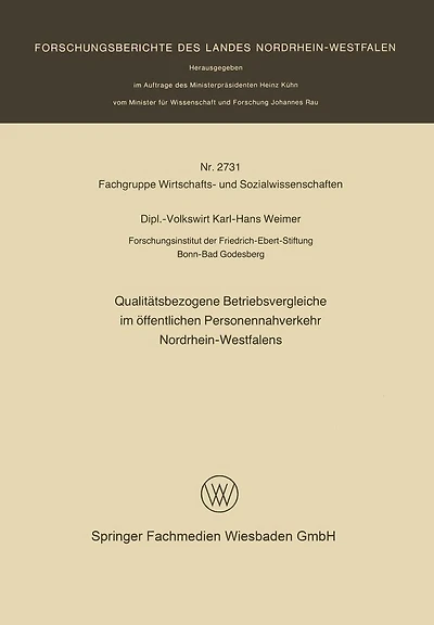 Qualitätsbezogene Betriebsvergleiche im öffentlichen Personennahverkehr Nordrhein-Westfalens