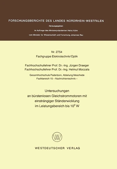 Untersuchungen an bürstenlosen Gleichstrommotoren mit einsträngiger Ständerwicklung im Leistungsbereich bis 102 W
