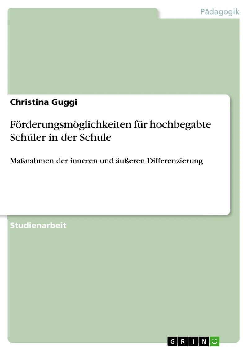 Förderungsmöglichkeiten für hochbegabte Schüler in der Schule: Maßnahmen der inneren und äußeren Differenzierung