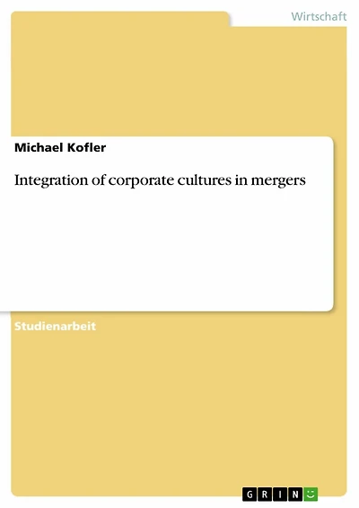Integration of corporate cultures in mergers