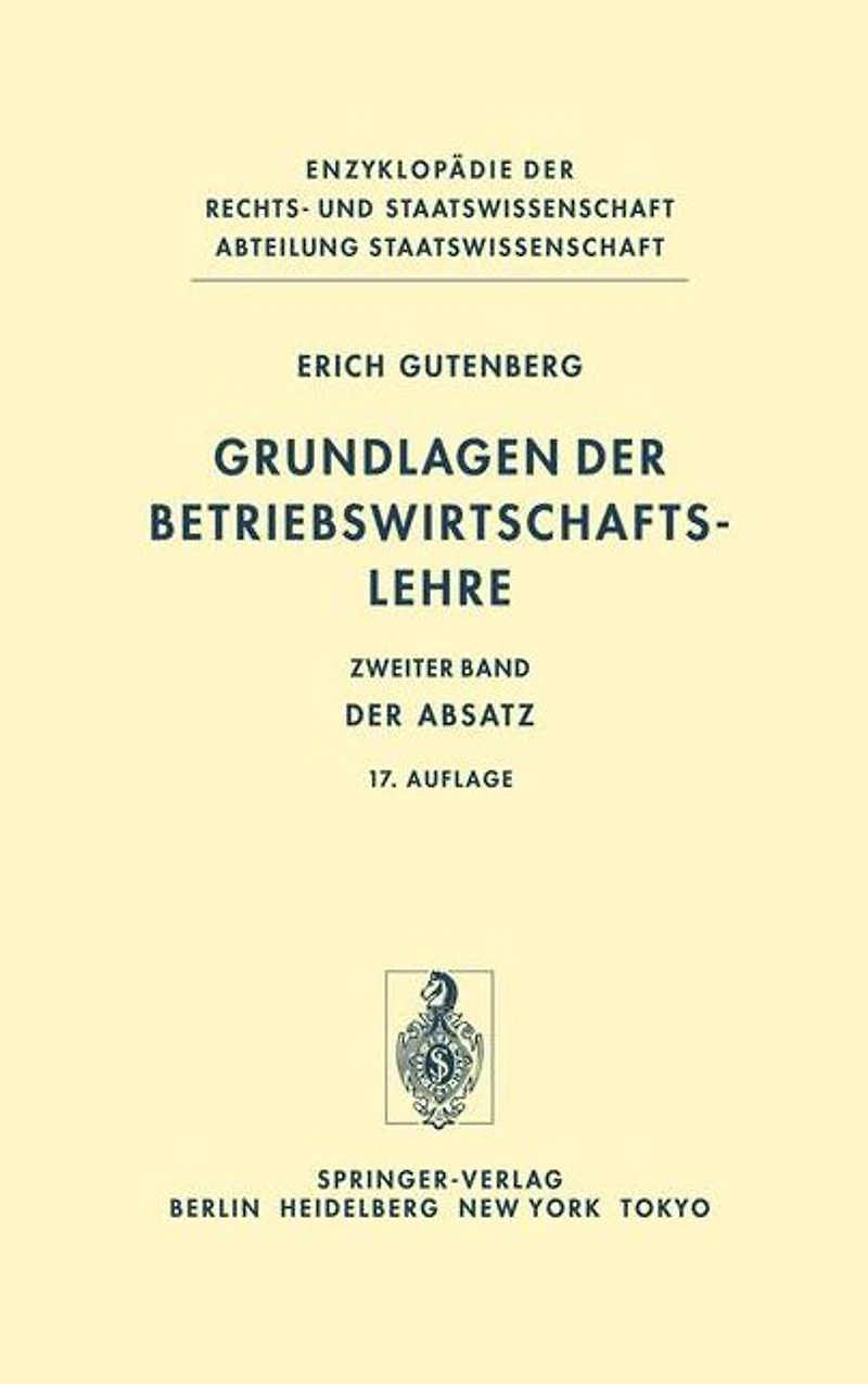 Grundlagen Der Betriebswirtschaftslehre: Band 2: Absatz