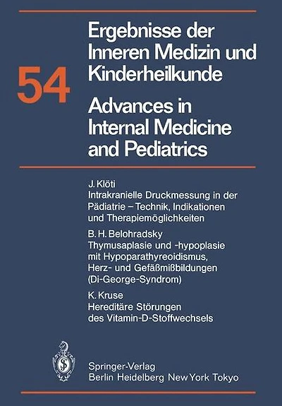 Ergebnisse der Inneren Medizin und Kinderheilkunde / Advances in Internal Medicine and Pediatrics
