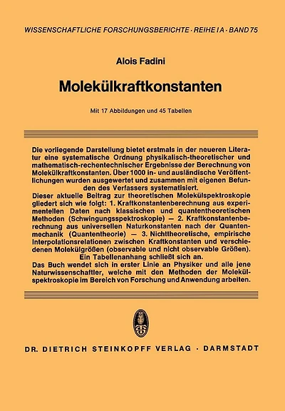 Molekülkraftkonstanten: Zur Theorie und Berechnung der Konstanten der Potentiellen Energie der Moleküle