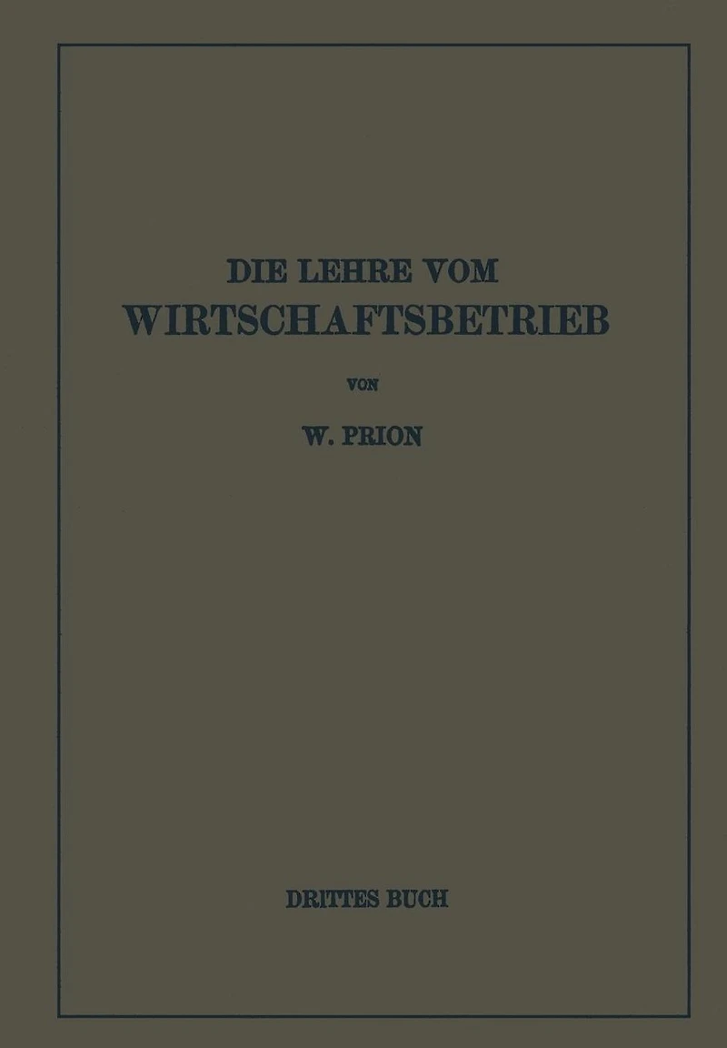 Die Lehre Vom Wirtschaftsbetrieb (Allgemeine Betriebswirtschaftslehre): Drittes Buch