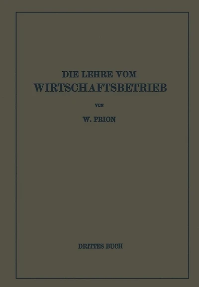 Die Lehre Vom Wirtschaftsbetrieb (Allgemeine Betriebswirtschaftslehre): Drittes Buch