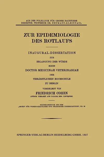 Zur Epidemiologie des Rotlaufs: Inaugural-Dissertation