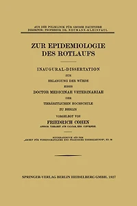 Zur Epidemiologie des Rotlaufs: Inaugural-Dissertation