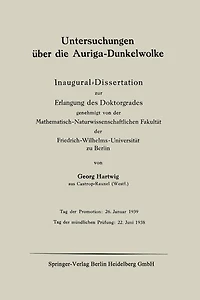 Untersuchungen über die Auriga-Dunkelwolke: Inaugural-Dissertation zur Erlangung des Doktorgrades genehmigt von der Mathematisch-Naturwissenschaftlichen Fakultät der Friedrich-Wilhelms-Universität zu Berlin
