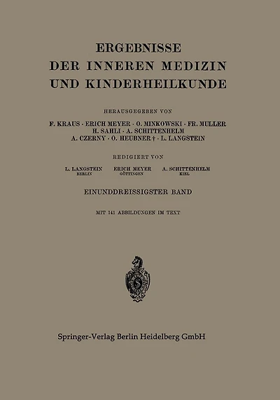 Ergebnisse der Inneren Medizin und Kinderheilkunde