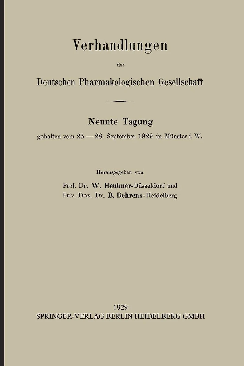 Verhandlungen der Deutschen Pharmakologischen Gesellschaft