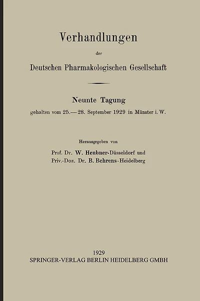 Verhandlungen der Deutschen Pharmakologischen Gesellschaft