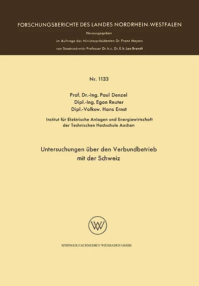 Untersuchungen über den Verbundbetrieb mit der Schweiz