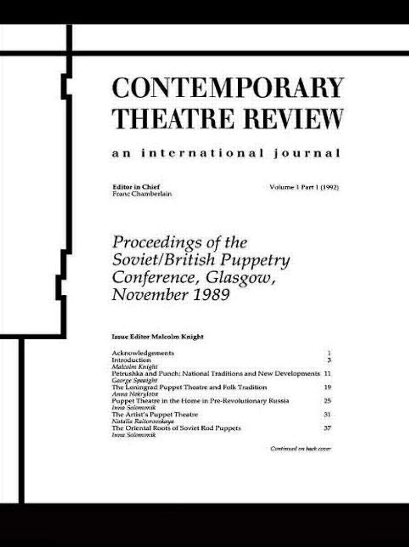 Proceedings of the Soviet/British Puppetry Conference: Glasgow November 1989